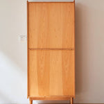 Elegant Cherry Wood & Plywood Cabinet with Copper Accents and Glass Doors hykmq-767