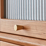 Elegant Cherry Wood Cabinet with Glass Doors and Copper Accents - Natural Finish hykmq-768