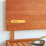 Stunning Cherry Wood Bed Frame - Natural Wood Finish for Elegant Bedroom Decor hykmq-773