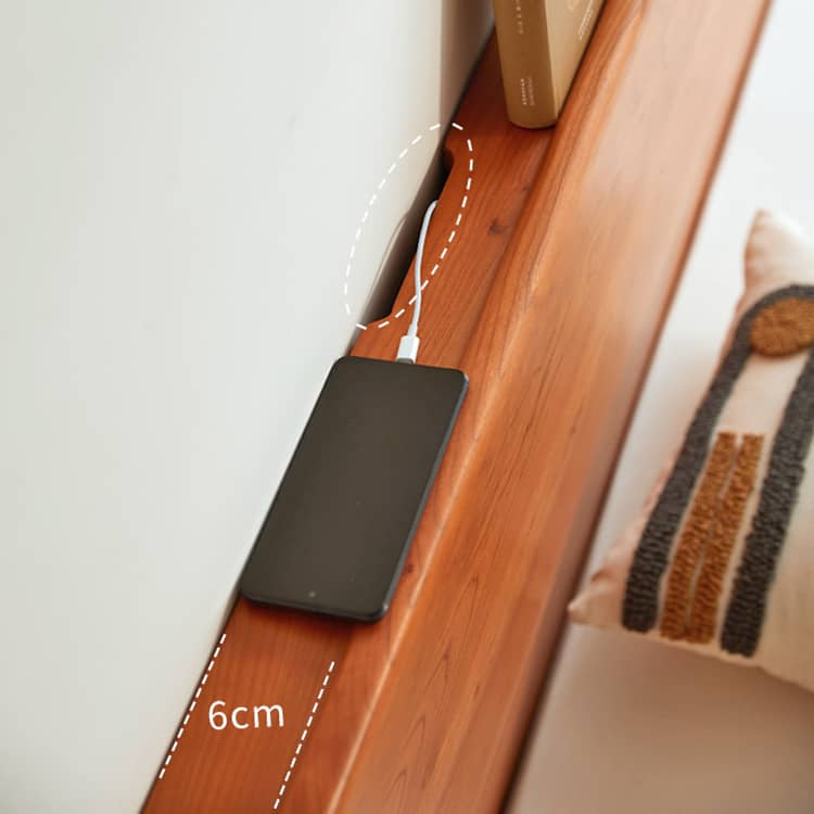 Stunning Cherry Wood Bed Frame - Natural Wood Finish for Elegant Bedroom Decor hykmq-773