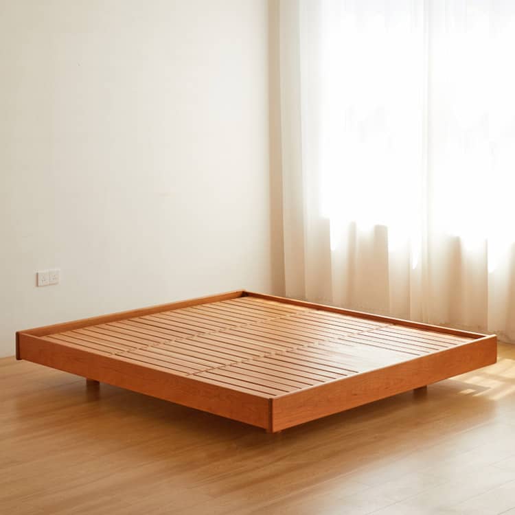 Stunning Cherry Wood Bed Frame - Natural Wood Finish for Elegant Bedroom Decor hykmq-773