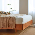 Stunning Cherry Wood Bed Frame - Natural Wood Finish for Elegant Bedroom Decor hykmq-773