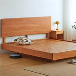 Stunning Cherry Wood Bed Frame - Natural Wood Finish for Elegant Bedroom Decor hykmq-773