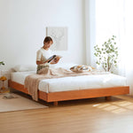 Stunning Cherry Wood Bed Frame - Natural Wood Finish for Elegant Bedroom Decor hykmq-773