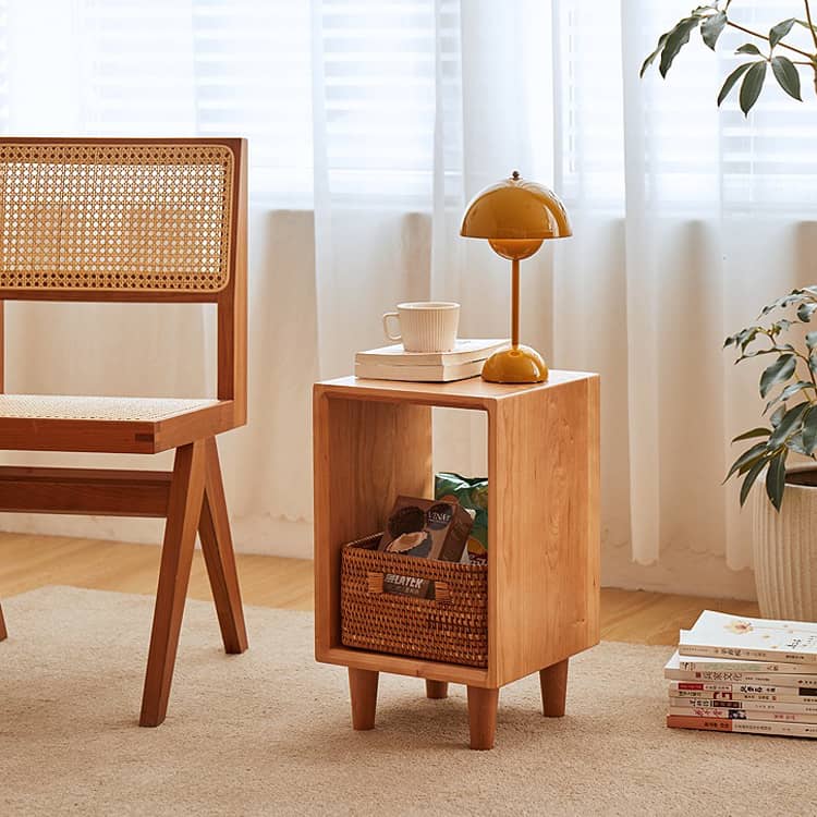 Elegant Bedside Cupboard - Natural Wood Finish in Brown, Red Oak, Cherry, and Black Walnut hykmq-777
