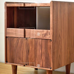 Elegant Brown Black Walnut Bedside Cupboard with Copper Accents - Stylish Storage Solution hykmq-778