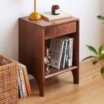 Premium Bedside Cupboard in Elegant Brown Black Walnut Finish hykmq-779