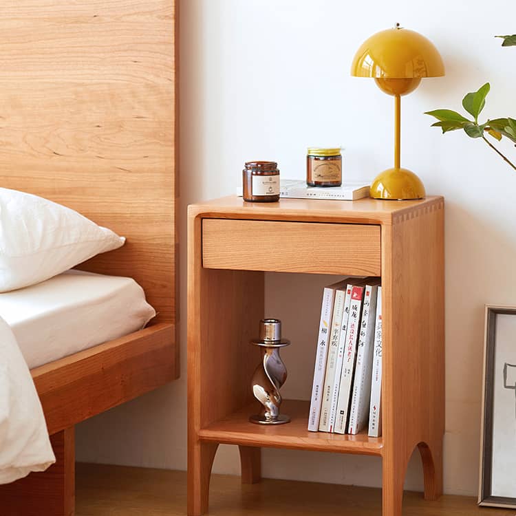 Premium Bedside Cupboard in Elegant Brown Black Walnut Finish hykmq-779