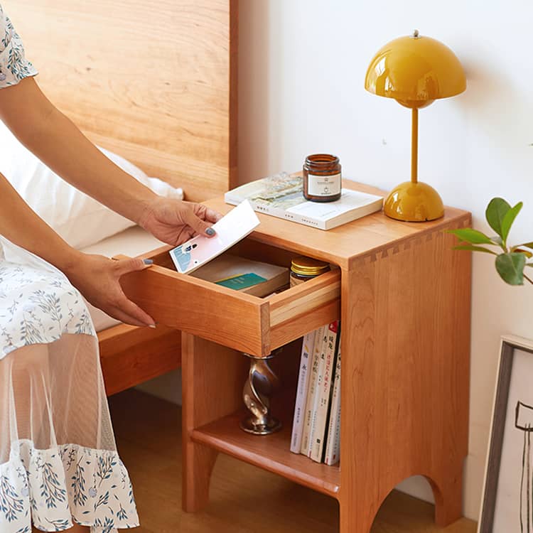 Premium Bedside Cupboard in Elegant Brown Black Walnut Finish hykmq-779