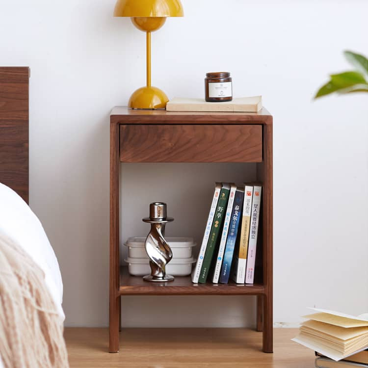 Premium Bedside Cupboard in Elegant Brown Black Walnut Finish hykmq-779