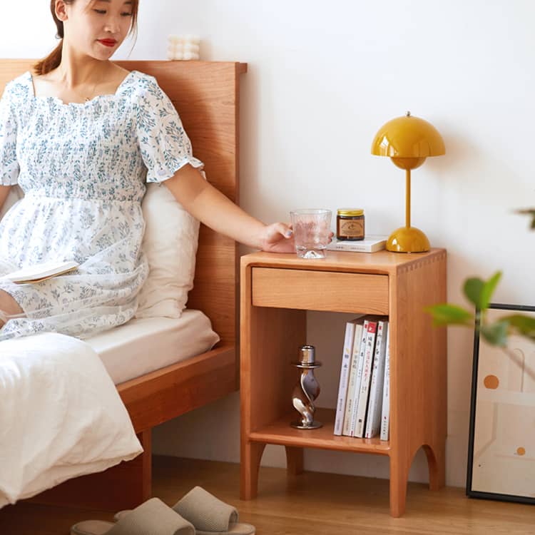 Premium Bedside Cupboard in Elegant Brown Black Walnut Finish hykmq-779