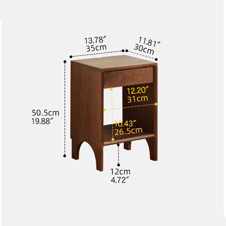 Premium Bedside Cupboard in Elegant Brown Black Walnut Finish hykmq-779