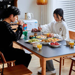 Elegant Black and Natural Wood Table with White Marble, Cherry Wood, and Red Oak Options hykmq-787