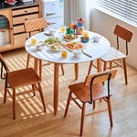 Elegant Black Natural Wood Table with White Marble, Cherry Wood, & Red Oak Options hykmq-788