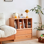 Elegant Cherry Wood and Glass Cabinet with Copper Accents - Premium Plywood Design hykmq-789