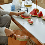 Sleek Tea Table Collection: Cherry Wood, Red Oak & Black Walnut with Marble or Tempered Glass Tops and Rattan Accents hykmq-791