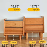 Stylish Bedside Cupboard in Red Oak and Cherry Wood with Glass Accents hykmq-794