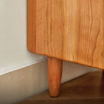 Stylish Bedside Cupboard in Red Oak and Cherry Wood with Glass Accents hykmq-794