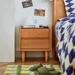 Stylish Bedside Cupboard in Red Oak and Cherry Wood with Glass Accents hykmq-794