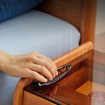 Stylish Bedside Cupboard in Red Oak and Cherry Wood with Glass Accents hykmq-794