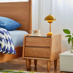 Stylish Bedside Cupboard in Red Oak and Cherry Wood with Glass Accents hykmq-794