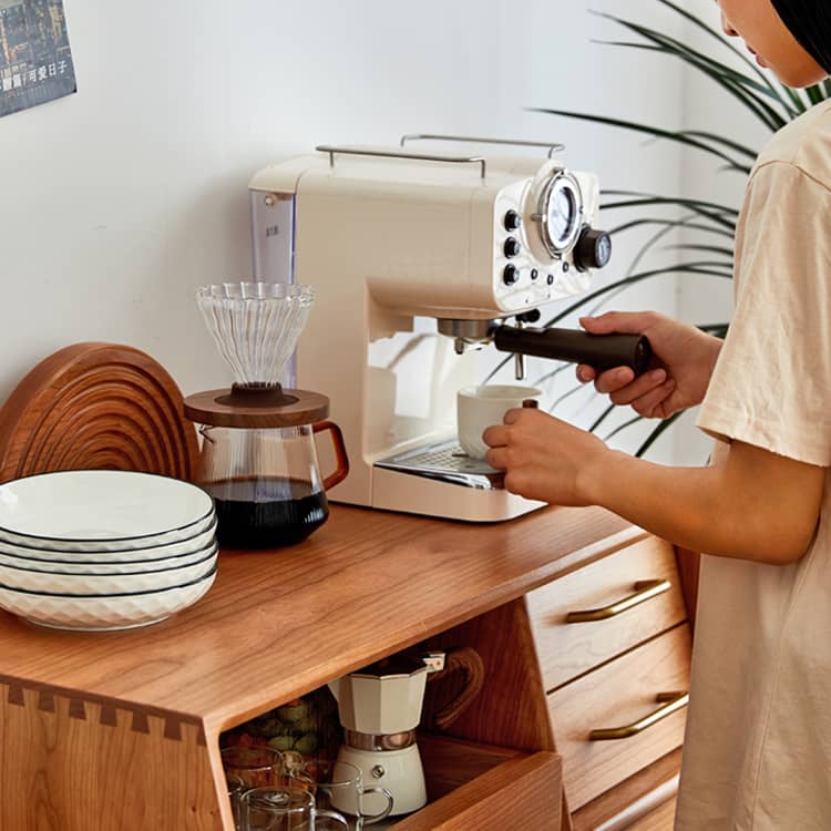 Stunning Cherry Wood Cabinet with Glass Doors and Copper Accents - Premium Plywood Construction hykmq-795