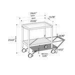 Elegant Multi-Material Rolling Cart: Natural Cherry Wood, Glass, and Metal Finish hykmq-797