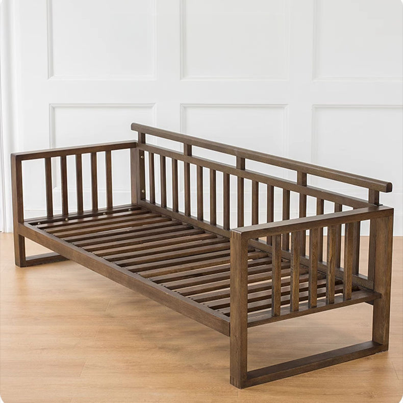 Stylish Dark Brown Sofa with Natural Oak Wood Accents in Grey, Beige, Pink, Yellow, and Light Blue Options hym-1531