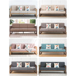 Stylish Dark Brown Sofa with Natural Oak Wood Accents in Grey, Beige, Pink, Yellow, and Light Blue Options hym-1531