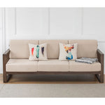 Stylish Dark Brown Sofa with Natural Oak Wood Accents in Grey, Beige, Pink, Yellow, and Light Blue Options hym-1531
