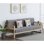 Stylish Dark Brown Sofa with Natural Oak Wood Accents in Grey, Beige, Pink, Yellow, and Light Blue Options hym-1531