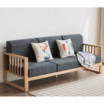 Stylish Dark Brown Sofa with Natural Oak Wood Accents in Grey, Beige, Pink, Yellow, and Light Blue Options hym-1531