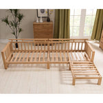 Stylish Dark Brown Sofa with Natural Oak Wood Accents in Grey, Beige, Pink, Yellow, and Light Blue Options hym-1531