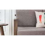 Stylish Dark Brown Sofa with Natural Oak Wood Accents in Grey, Beige, Pink, Yellow, and Light Blue Options hym-1531
