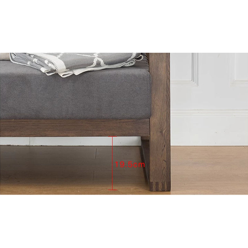 Stylish Dark Brown Sofa with Natural Oak Wood Accents in Grey, Beige, Pink, Yellow, and Light Blue Options hym-1531