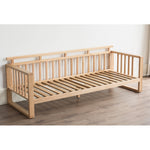 Stylish Dark Brown Sofa with Natural Oak Wood Accents in Grey, Beige, Pink, Yellow, and Light Blue Options hym-1531