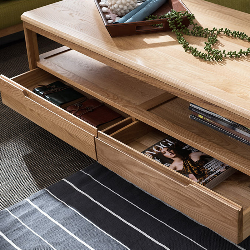 Stunning Oak Wood Tea Table - Natural Brown Finish hym-1536