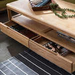 Stunning Oak Wood Tea Table - Natural Brown Finish hym-1536