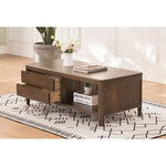 Stunning Oak Wood Tea Table - Natural Brown Finish hym-1536