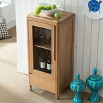 Stunning Natural Oak Wood Cabinet with Tempered Glass Doors - Elegant Brown Finish hym-1537