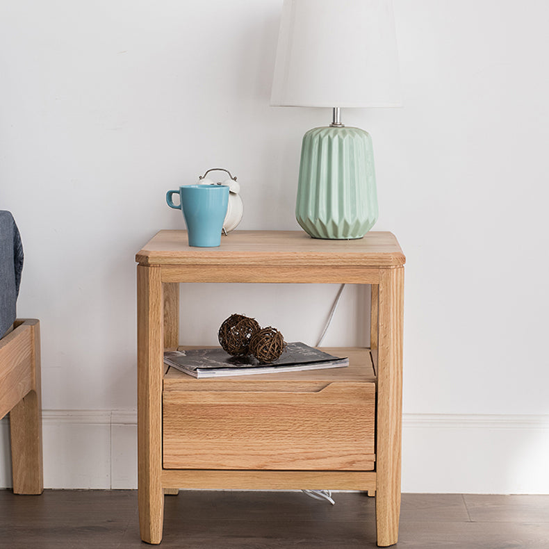 Stunning Natural Brown Oak Bedside Cupboard | Timeless Wooden Nightstand hym-1538