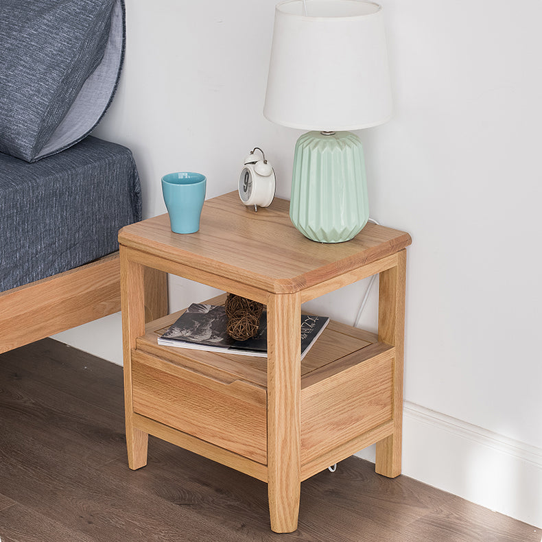 Stunning Natural Brown Oak Bedside Cupboard | Timeless Wooden Nightstand hym-1538