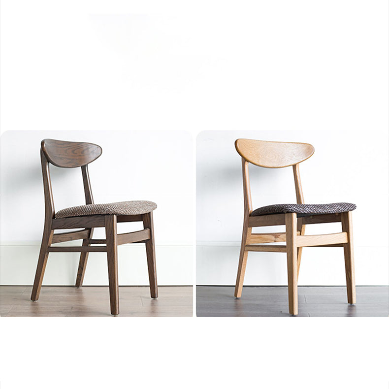 Elegant Brown Oak Wood Chair with Cotton and Linen Upholstery hym-1541