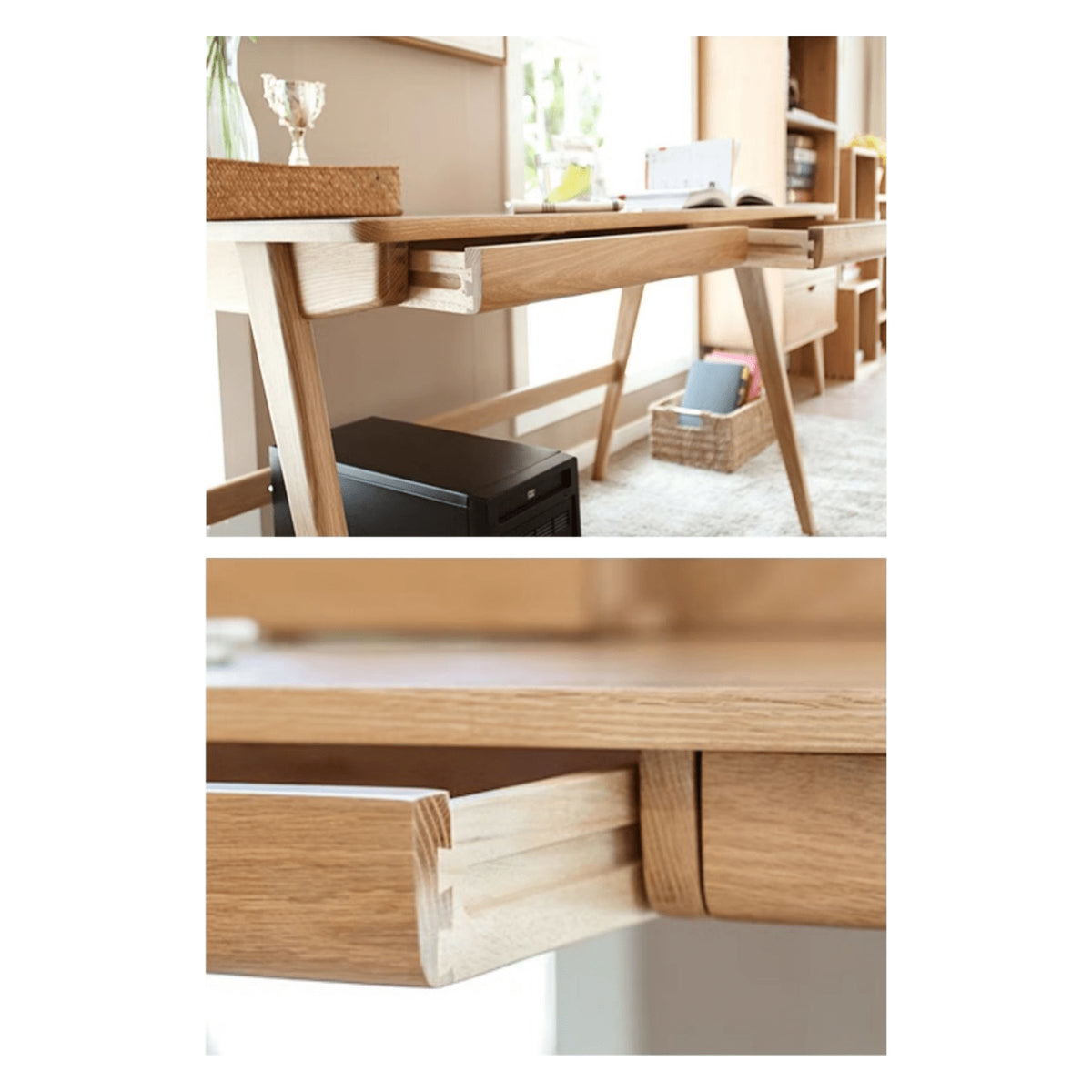 Beautiful Brown Beech and Tung Wood Natural Table - Elegance in Every Detail hym-469