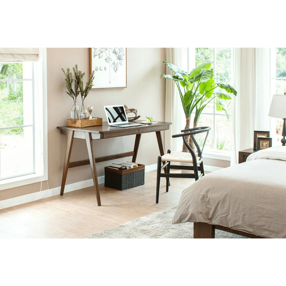 Beautiful Brown Beech and Tung Wood Natural Table - Elegance in Every Detail hym-469