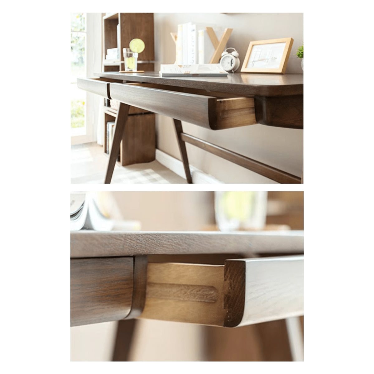 Beautiful Brown Beech and Tung Wood Natural Table - Elegance in Every Detail hym-469