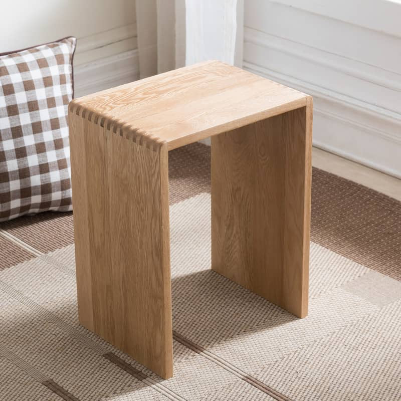 Handcrafted Brown Oak Wood Stool – Natural Finish, Perfect for Home Decor and Comfort hym-471
