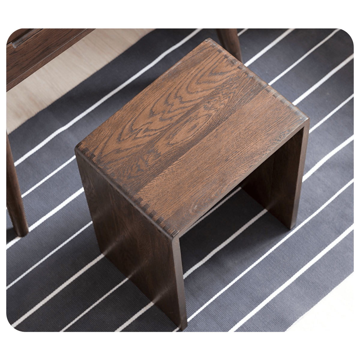Handcrafted Brown Oak Wood Stool – Natural Finish, Perfect for Home Decor and Comfort hym-471