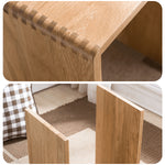 Handcrafted Brown Oak Wood Stool – Natural Finish, Perfect for Home Decor and Comfort hym-471