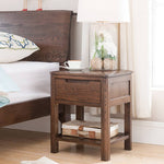 Stylish Brown Oak Bedside Cupboard – Natural Wood Finish with Tung Oil hym-472